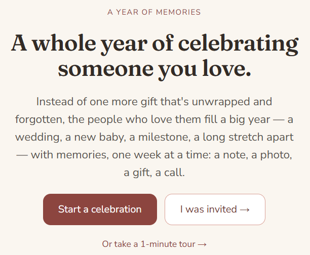 Year of Memories website